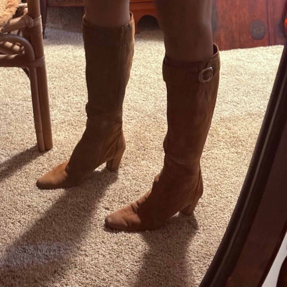 Brown Suede Heeled Boots